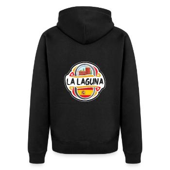 La Laguna Spanien Flagge Abzeichen Reise Souvenir Briefmarke - Unisex Premium Bio Zip Hoodie - Schwarz - Hinten - Nico (187cm)
