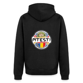 Pitesti Roumanie Drapeau Badge Voyage Souvenir Timbre - Veste à capuche bio Premium Unisexe - noir - Dos - Nico (187cm)