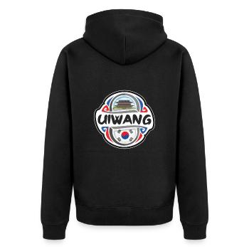 Uiwang Südkorea Flagge Reise Souvenir Abzeichen Stam - Unisex Premium Bio Zip Hoodie - Schwarz - Hinten - Nico (187cm)