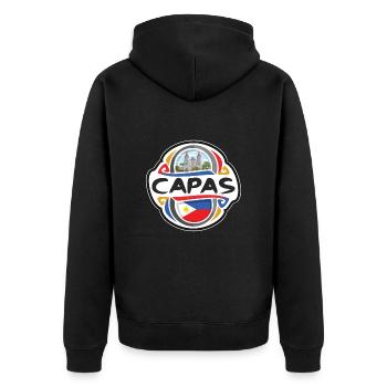 Capas Philippines Flag Badge Souvenir de Voyage Timbre - Veste à capuche bio Premium Unisexe - noir - Dos - Nico (187cm)