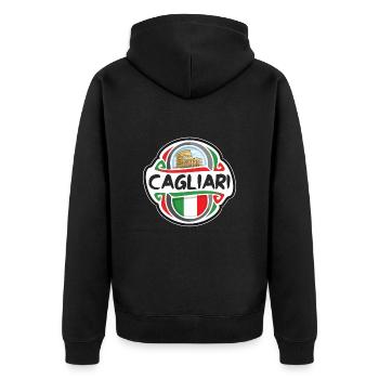 Cagliari Italien Flagge Abzeichen Reise Souvenir Stempel - Unisex Premium Bio Zip Hoodie - Schwarz - Hinten - Nico (187cm)