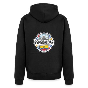 Esmeraldas Ecuador Flagge Reise Souvenir Abzeichen Stam - Unisex Premium Bio Zip Hoodie - Schwarz - Hinten - Nico (187cm)