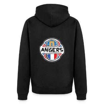 Angers Frankreich Flagge Abzeichen Reise Souvenir Briefmarke - Unisex Premium Bio Zip Hoodie - Schwarz - Hinten - Nico (187cm)