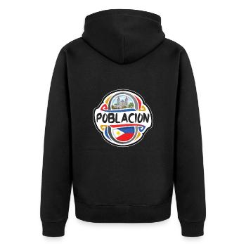 Poblacion Philippinen Flagge Reise Souvenir Abzeichen S - Unisex Premium Bio Zip Hoodie - Schwarz - Hinten - Nico (187cm)