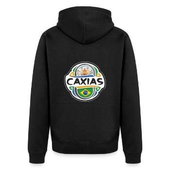Caxias Brésil Drapeau Badge Voyage Souvenir Timbre - Veste à capuche bio Premium Unisexe - noir - Dos - Nico (187cm)