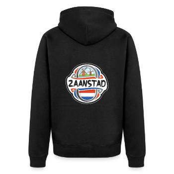 Zaanstad Netherlands Flag Travel Souvenir Badge St - Unisex Premium Organic Zip Hoodie - black - Back - Nico (187cm)