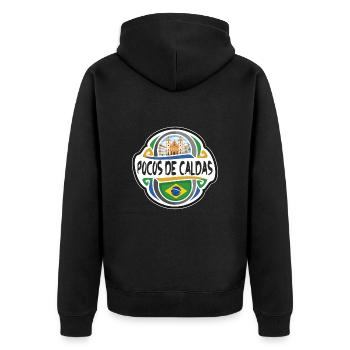 Pocos de Caldas Brésil Drapeau Voyage Souvenir Badge - Veste à capuche bio Premium Unisexe - noir - Dos - Nico (187cm)