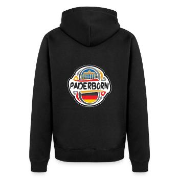 Paderborn Deutschland Flaggenabzeichen Reise Souvenir Briefmarke - Unisex Premium Bio Zip Hoodie - Schwarz - Hinten - Nico (187cm)