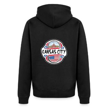 Kansas City États-Unis Drapeau des États-Unis Souvenir de voyage - Veste à capuche bio Premium Unisexe - noir - Dos - Nico (187cm)