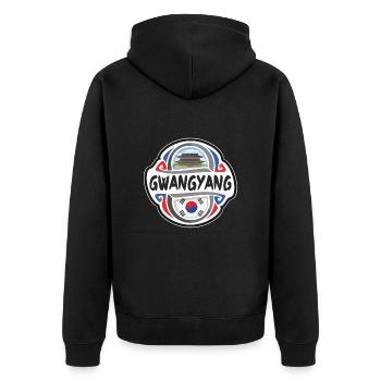 Gwangyang Südkorea Flagge Reise Souvenir Abzeichen S - Unisex Premium Bio Zip Hoodie - Schwarz - Hinten - Nico (187cm)