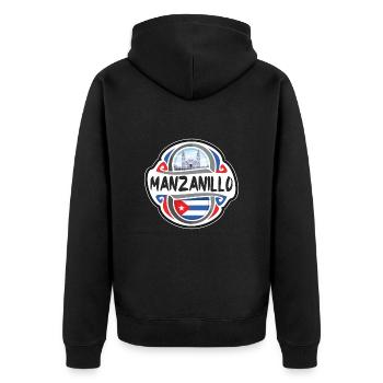 Manzanillo Cuba Flag Badge Travel Souvenir Stamp - Unisex Premium Organic Zip Hoodie - black - Back - Nico (187cm)