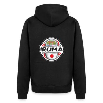 Iruma Japon Drapeau Badge Souvenir de Voyage Timbre - Veste à capuche bio Premium Unisexe - noir - Dos - Nico (187cm)