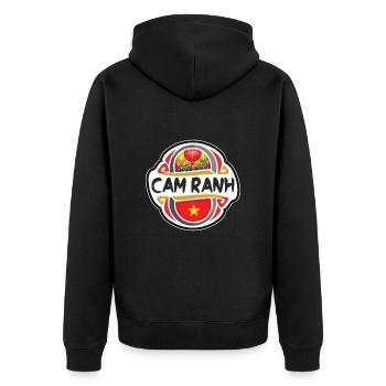 Cam Ranh Vietnam Flag Badge Travel Souvenir Stamp - Unisex Premium Organic Zip Hoodie - black - Back - Nico (187cm)