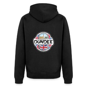 Dundee UK United Kingdom Flag Travel Souvenir Badg - Unisex Premium Organic Zip Hoodie - black - Back - Nico (187cm)