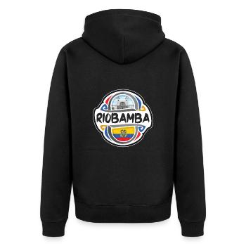 Riobamba Ecuador Flagge Abzeichen Reise Souvenir Stempel - Unisex Premium Bio Zip Hoodie - Schwarz - Hinten - Nico (187cm)
