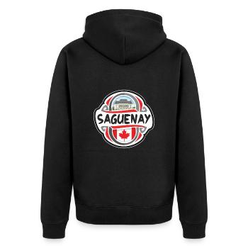 Saguenay Canada Flag Badge Souvenir de voyage - Veste à capuche bio Premium Unisexe - noir - Dos - Nico (187cm)