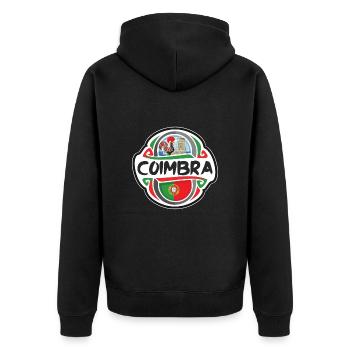Coimbra Portugal Flag Badge Travel Souvenir Stamp - Unisex Premium Organic Zip Hoodie - black - Back - Nico (187cm)