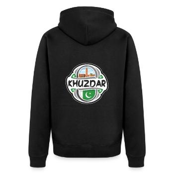 Khuzdar Pakistan Drapeau Badge Voyage Souvenir Timbre - Veste à capuche bio Premium Unisexe - noir - Dos - Nico (187cm)