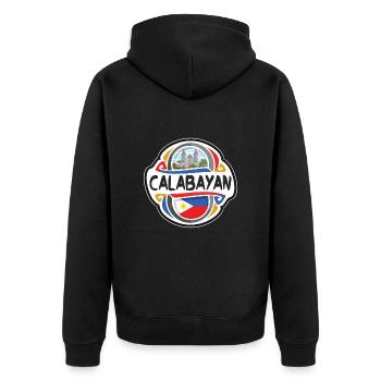 Calabayan Philippinen Flagge Reise Souvenir Abzeichen S - Unisex Premium Bio Zip Hoodie - Schwarz - Hinten - Nico (187cm)