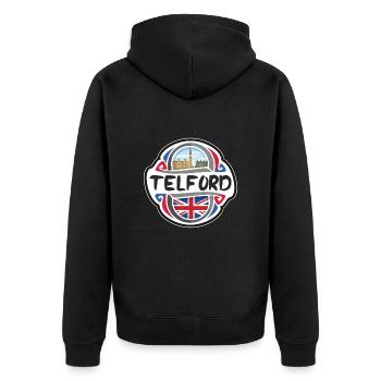 Telford Royaume-Uni Royaume-Uni Drapeau Souvenir de voyage Bad - Veste à capuche bio Premium Unisexe - noir - Dos - Nico (187cm)