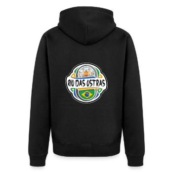 Rio das Ostras Brésil Drapeau Voyage Souvenir Badge S - Veste à capuche bio Premium Unisexe - noir - Dos - Nico (187cm)