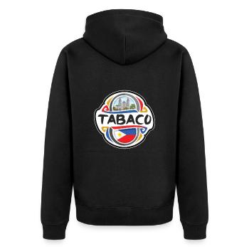Tabaco Philippinen Flagge Reise Souvenir Abzeichen Stam - Unisex Premium Bio Zip Hoodie - Schwarz - Hinten - Nico (187cm)