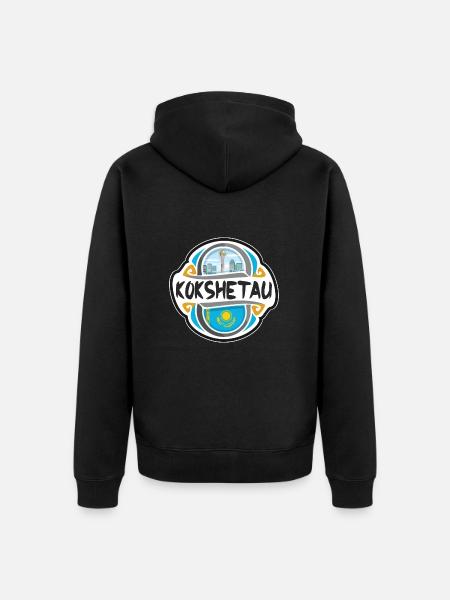 Kokshetau Kazakhstan Flag Travel Souvenir Badge St - Unisex Premium Organic Zip Hoodie - black
