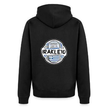 Irakleio Griechenland Flagge Abzeichen Reise Souvenir Briefmarke - Unisex Premium Bio Zip Hoodie - Schwarz - Hinten - Nico (187cm)