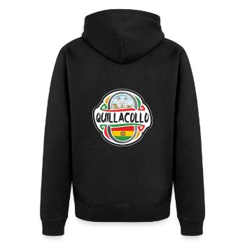 Quillacollo Bolivia Flag Travel Souvenir Badge Sta - Unisex Premium Organic Zip Hoodie - black - Back - Nico (187cm)