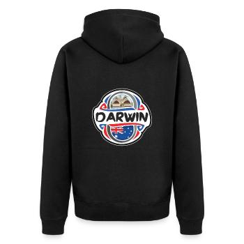Darwin Australien Flagge Abzeichen Reise Souvenir Briefmarke - Unisex Premium Bio Zip Hoodie - Schwarz - Hinten - Nico (187cm)