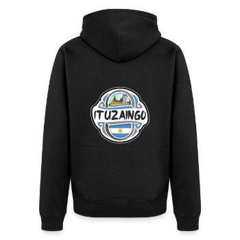 Ituzaingo Argentina Flag Travel Souvenir Badge Sta - Unisex Premium Organic Zip Hoodie - black - Back - Nico (187cm)