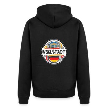 Ingolstadt Deutschland Flagge Reise Souvenir Abzeichen Stam - Unisex Premium Bio Zip Hoodie - Schwarz - Hinten - Nico (187cm)