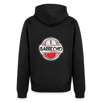 Barrechid Maroc Drapeau Badge Souvenir De Voyage Timbre Souvenir - Veste à capuche bio Premium Unisexe - noir - Dos - Nico (187cm)