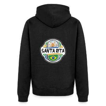 Santa Rita Brazil Flag Badge Travel Souvenir Stamp - Unisex Premium Organic Zip Hoodie - black - Back - Nico (187cm)