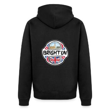 Brighton Royaume-Uni Royaume-Uni Drapeau Souvenir de voyage Ba - Veste à capuche bio Premium Unisexe - noir - Dos - Nico (187cm)
