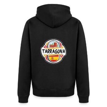 Tarragona Spanien Flagge Abzeichen Reise Souvenir Briefmarke - Unisex Premium Bio Zip Hoodie - Schwarz - Hinten - Nico (187cm)