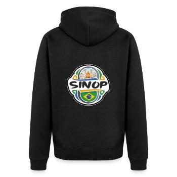 Sinop Brasilien Flagge Abzeichen Reise Souvenir Briefmarke - Unisex Premium Bio Zip Hoodie - Schwarz - Hinten - Nico (187cm)