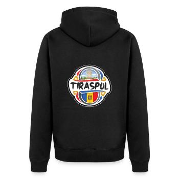 Tiraspol Moldawien Flagge Abzeichen Reise Souvenir Stempel - Unisex Premium Bio Zip Hoodie - Schwarz - Hinten - Nico (187cm)