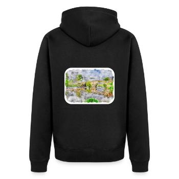 Uk Landmark Aquarelle Sketch Painting Illustratio - Veste à capuche bio Premium Unisexe - noir - Dos - Nico (187cm)