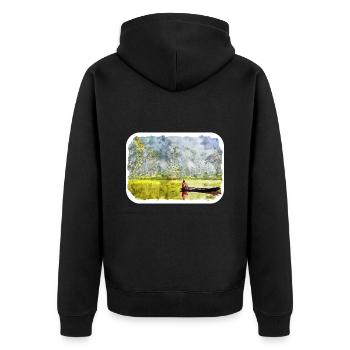 Indonésie Aquarelle Esquisse Dessinée à la Main Peinture - Veste à capuche bio Premium Unisexe - noir - Dos - Nico (187cm)