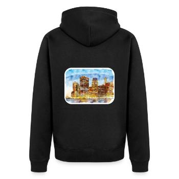 USA Aquarellskizze Handgezeichnete Illustration - Unisex Premium Bio Zip Hoodie - Schwarz - Hinten - Nico (187cm)