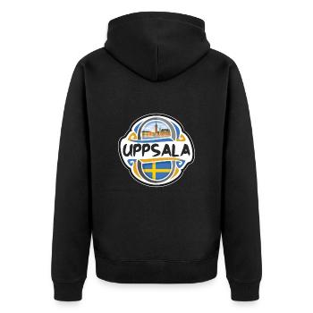 Uppsala Sweden Flag Badge Travel Souvenir Stamp - Unisex Premium Organic Zip Hoodie - black - Back - Nico (187cm)