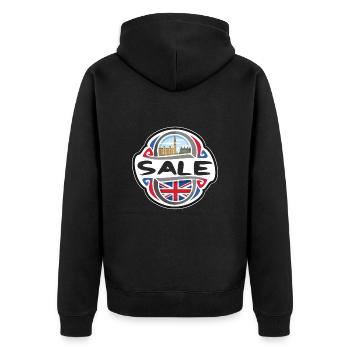 Vente Royaume-Uni Drapeau du Royaume-Uni Badge Souvenir de Voyage - Veste à capuche bio Premium Unisexe - noir - Dos - Nico (187cm)