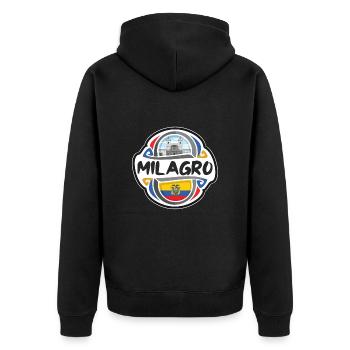 Milagro Ecuador Flagge Abzeichen Reise Souvenir Briefmarke - Unisex Premium Bio Zip Hoodie - Schwarz - Hinten - Nico (187cm)