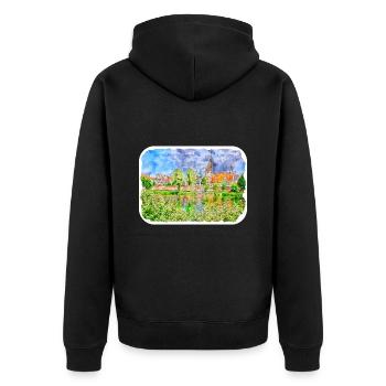 Allemagne Aquarelle Esquisse Dessinée à la main Illustration - Veste à capuche bio Premium Unisexe - noir - Dos - Nico (187cm)