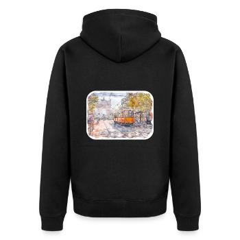 Milan Italie Aquarelle Esquisse Dessinée Illustration - Veste à capuche bio Premium Unisexe - noir - Dos - Nico (187cm)