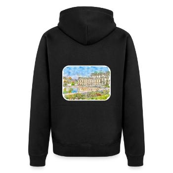 Wien Österreich Aquarell Skizze Malerei - Unisex Premium Bio Zip Hoodie - Schwarz - Hinten - Nico (187cm)