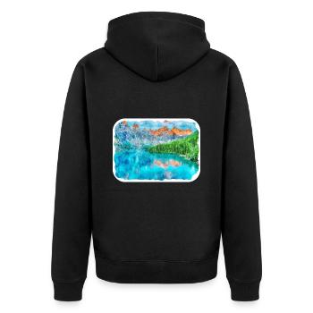Canada Aquarelle Sketch Illustration dessinée à la main - Veste à capuche bio Premium Unisexe - noir - Dos - Nico (187cm)