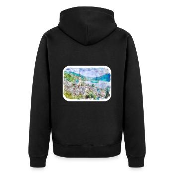 Allemagne Aquarelle Esquisse Dessinée à la main Illustration - Veste à capuche bio Premium Unisexe - noir - Dos - Nico (187cm)