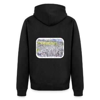 Irlande Royaume-Uni Aquarelle Esquisse Dessinée à la main Peinture - Veste à capuche bio Premium Unisexe - noir - Dos - Nico (187cm)